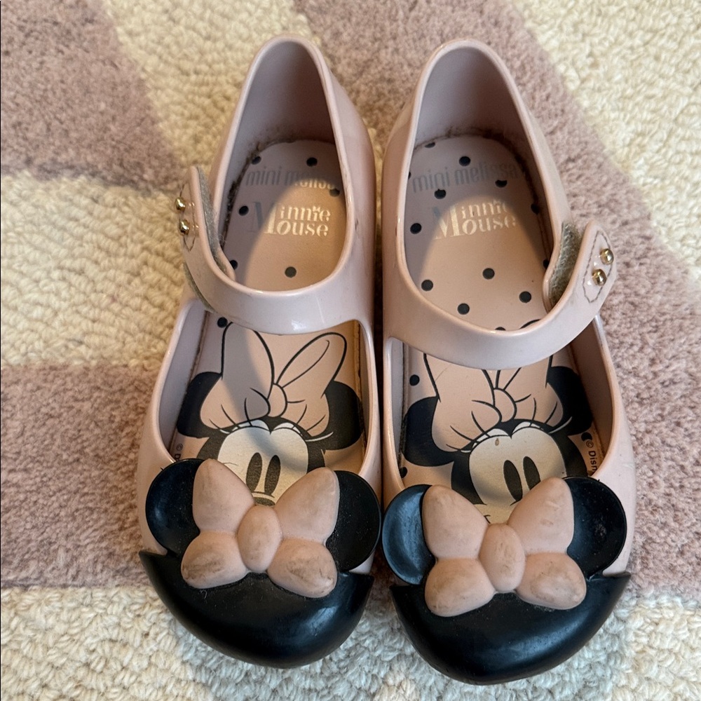 Mini Melissa Pink and Black Minnie Bow Mary Jane Shoes